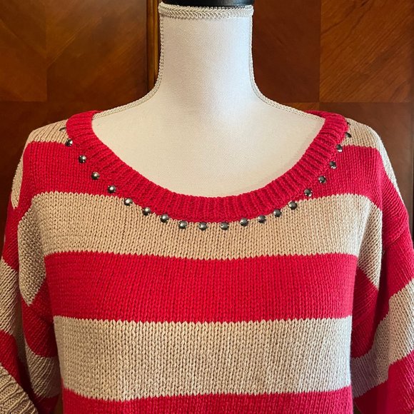 Red and Beige Striped "Together Classics" Sweater - Picture 2 of 5